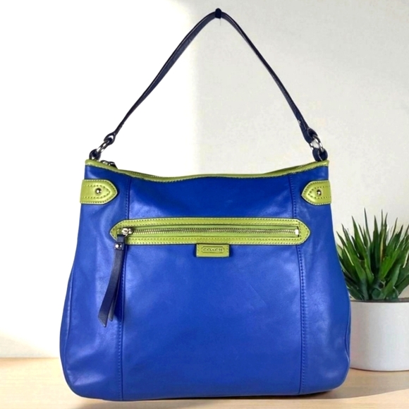COACH DAISY #23903 BAG BLUE GREEN HAND SHOULDER LEATHER PURSE GUC - Picture 1 of 16